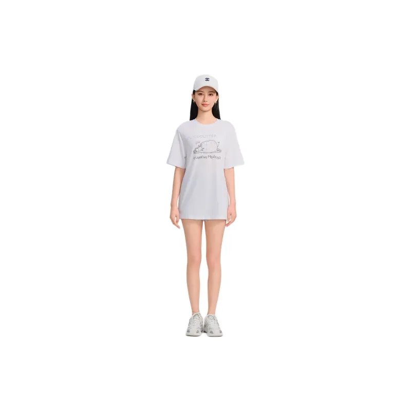 Blood Glitter Drop Shoulder Sleeve T-Shirt Women's White-1