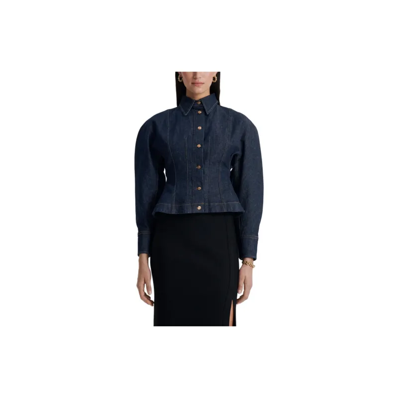 SCANLAN THEODORE Denim Cocoon Sleeve Jacket Denim Jacket Women's Indigo/Indigo Blue-1