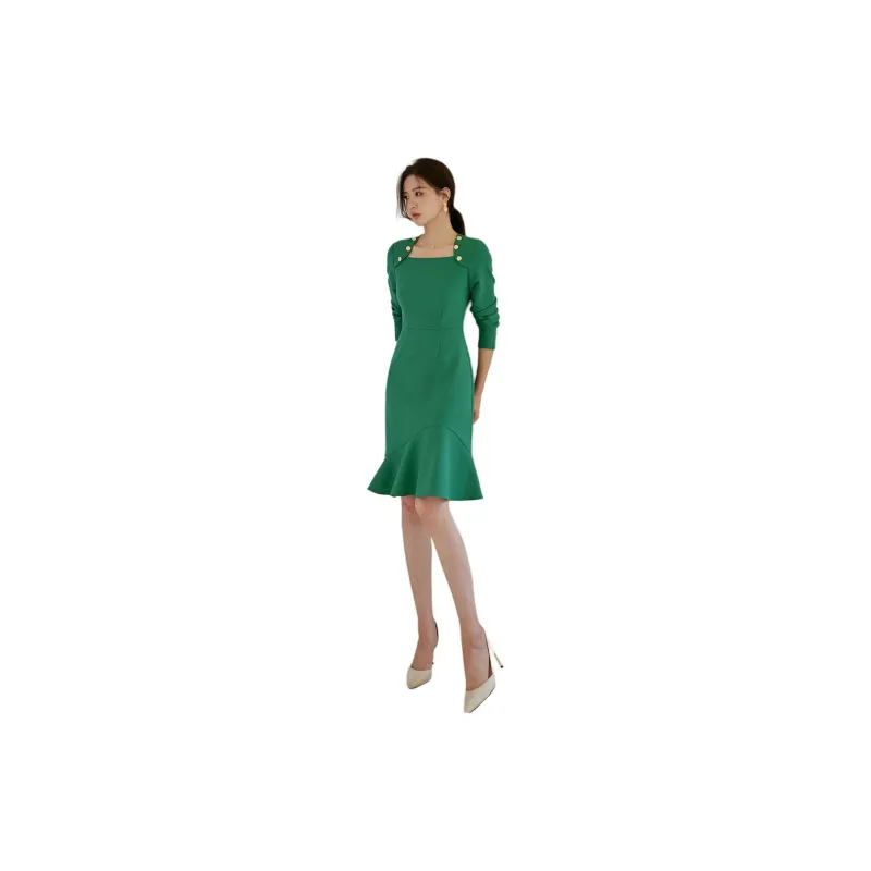 ROEYSHOUSE Long Sleeved Dresses Women's Green-4
