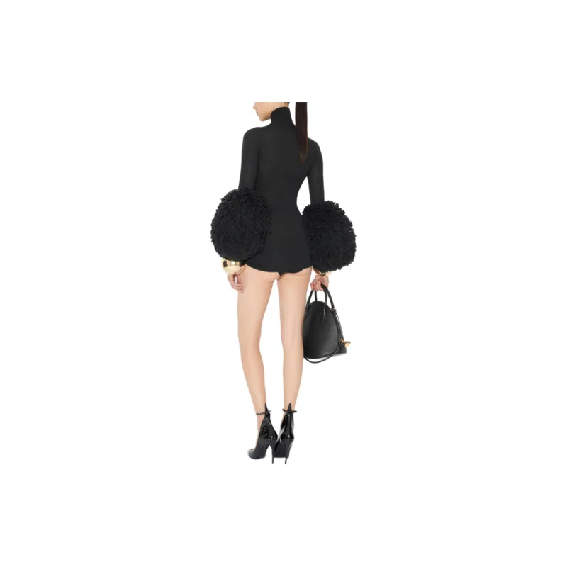 Alaia High Neck Draped Knit Bodysuit-3
