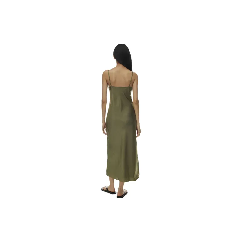 ARITZIA Wilfred New Only Slip Satin Maxi Dress Slip Dresses Women's Bosana Green-3