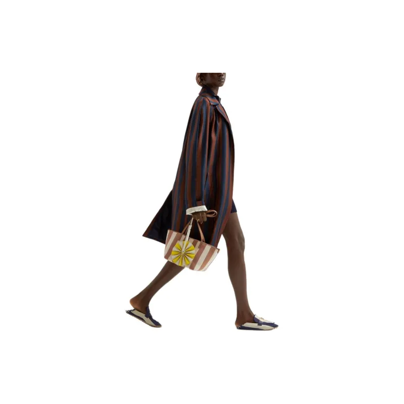 FENDI Long Sleeved Striped Trench Overcoat-2