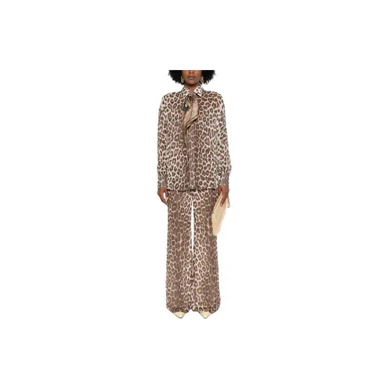 Zimmermann Leopard Printed Flared Trousers-1