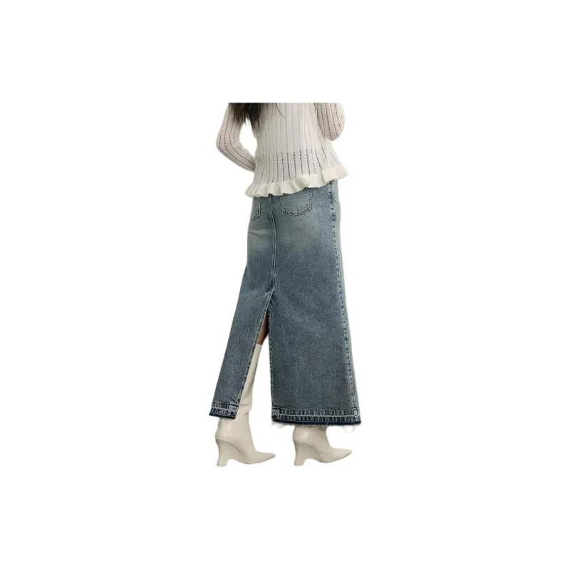 H&M Denim Long Skirts Women's Denim Blue-2