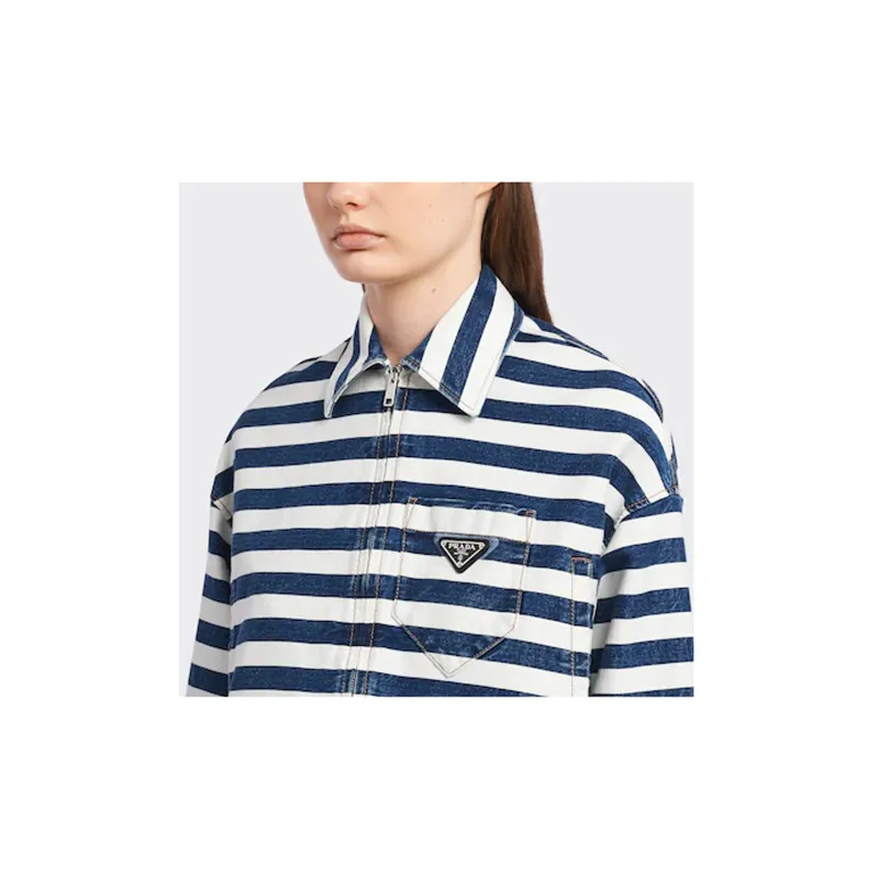 PRADA 2010s Cotton denim Striped Jacket-6