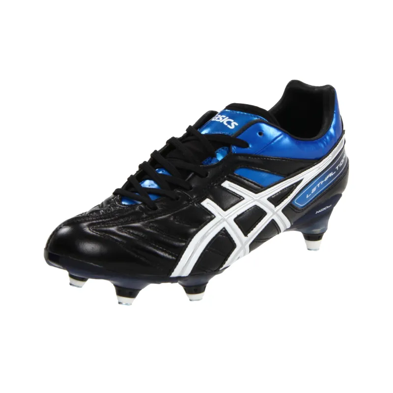 Asics Lethal Tigreor SG Metal Long Studs Cushioning Wear Resistant Soccer Shoes Men's Blue Black-2