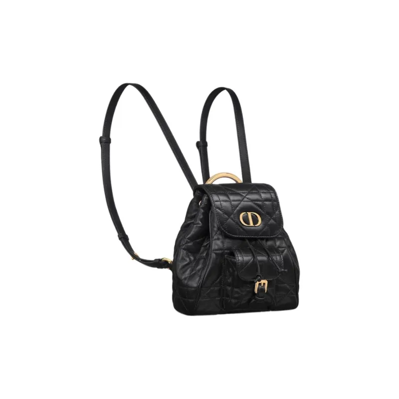 DIOR Caro Lambskin And Calfskin Small Backpack Women's Black-1