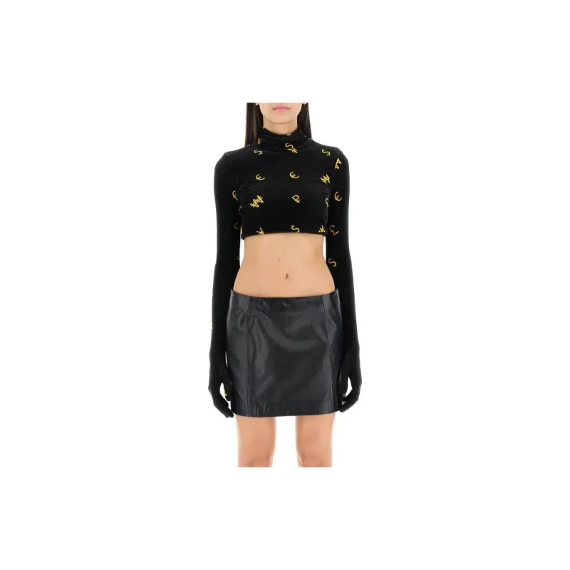 Vetements Crop Tops Women's Black-1