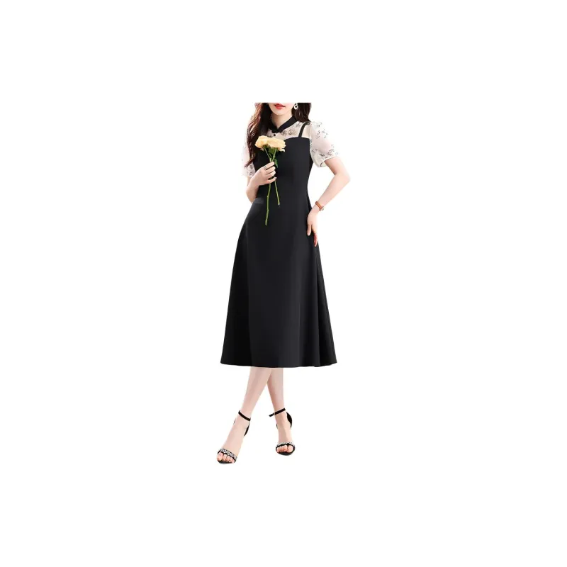 ETSE Short Sleeved Dresses Women's Black-2