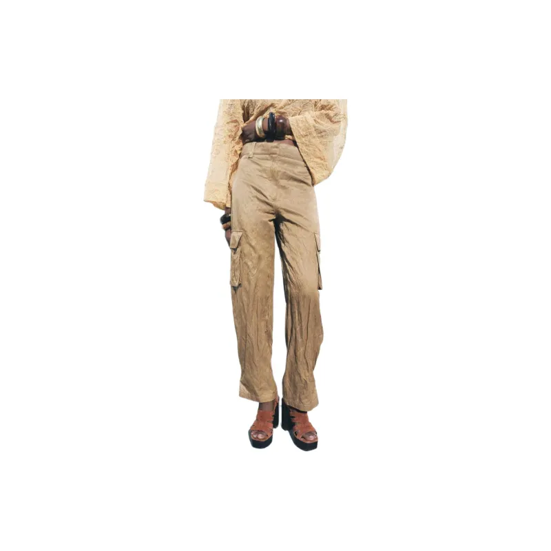 ZARA ZW Series Cargo Pants Women's Tan-4
