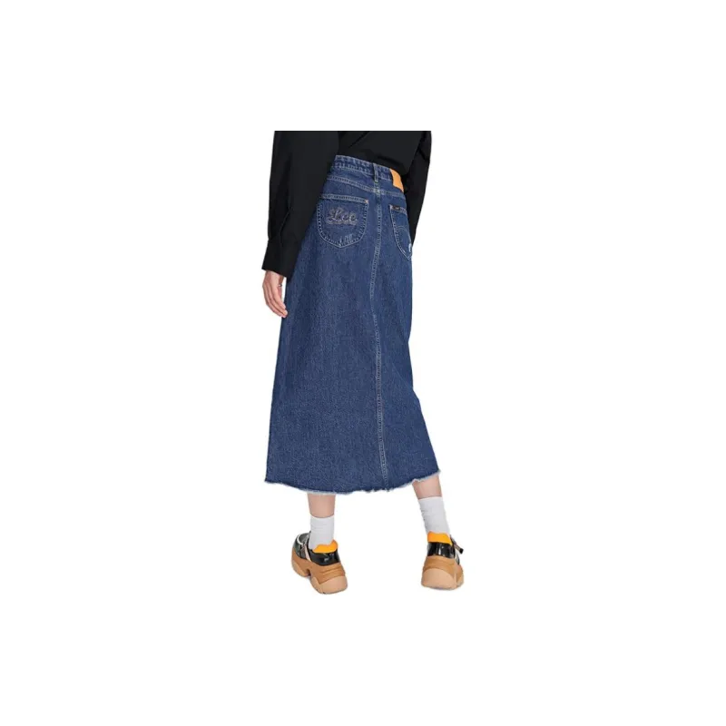 Lee Denim Long Skirts Women's Medium Dark Blue-1