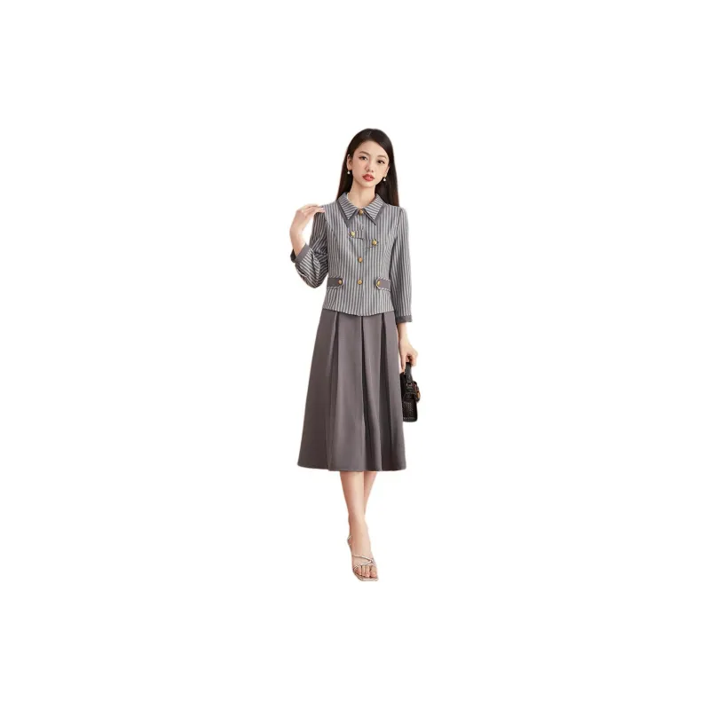 Mylan Two Piece Skirt Sets Women's Gray-5