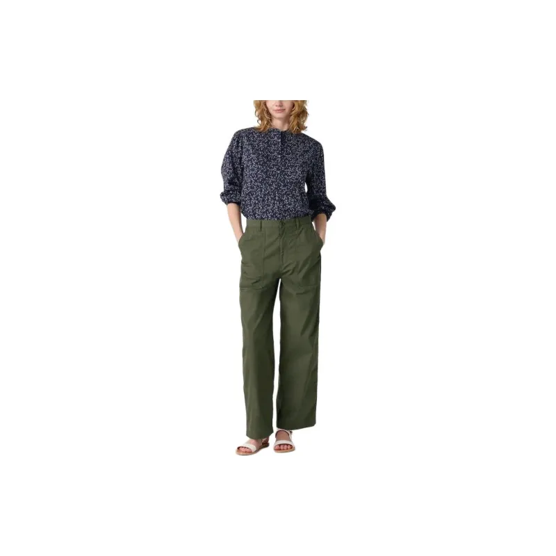 Ines De La Fressange X UNIQLO X Ines De La Fressange Casual Pants Women's Olive-1