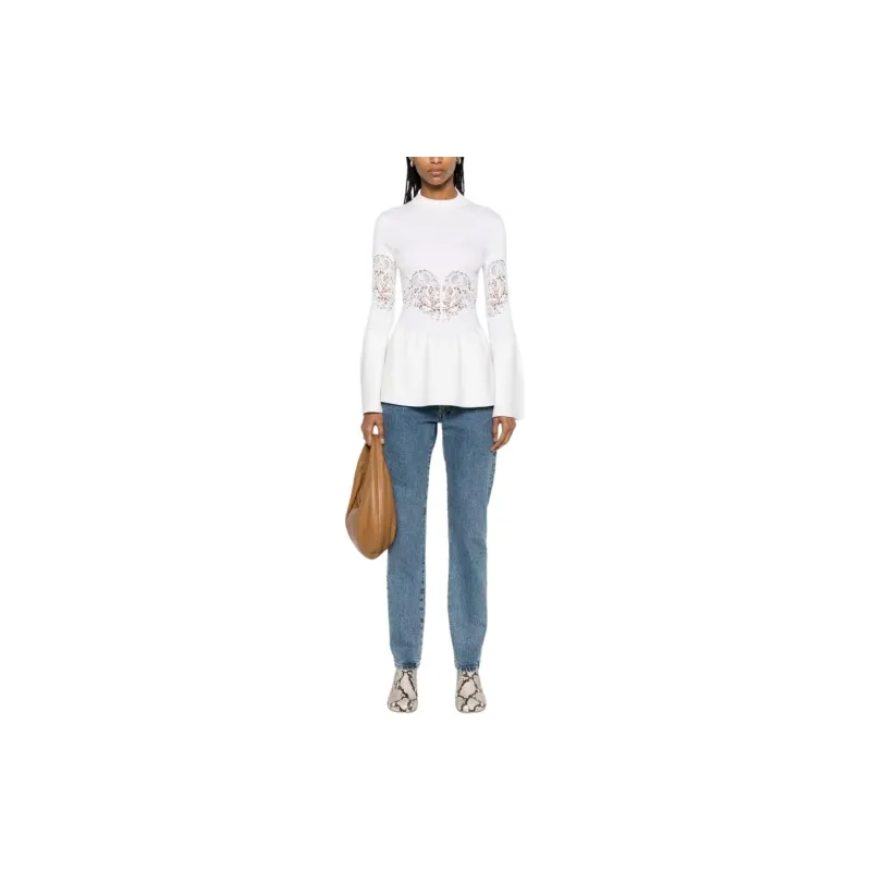 Chloé Guipure panels Flared Jumper-1