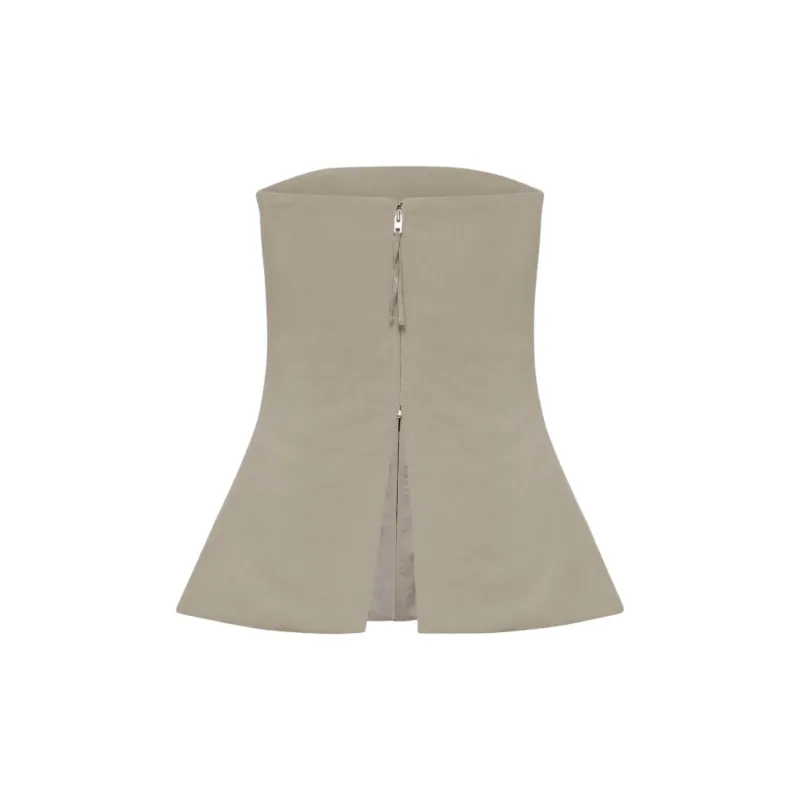ARITZIA FW24 Wilfred Lilou Tube Top Strapless Top Women's Nomad Taupe/Nomad Gray Umber-1