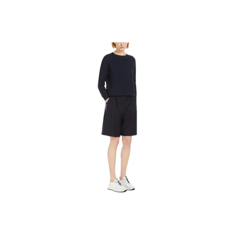 WEEKEND MaxMara Belbo Collection Woollen Cloth Bermuda Shorts Casual Shorts Women's Navy-3