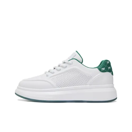 FAIRWHALE Skateboard Shoes Men Low Top White Green, White Black