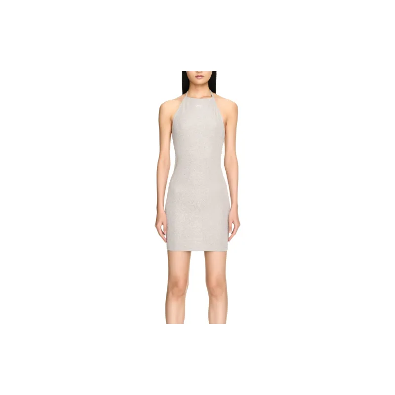 OFF-WHITE Ribbed-knit Lurex Mini Dress-1