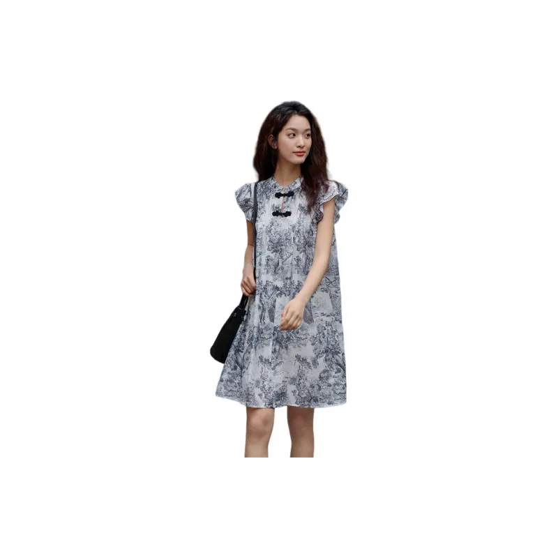 【dme】 Short Sleeved Dresses Women's Gray-1