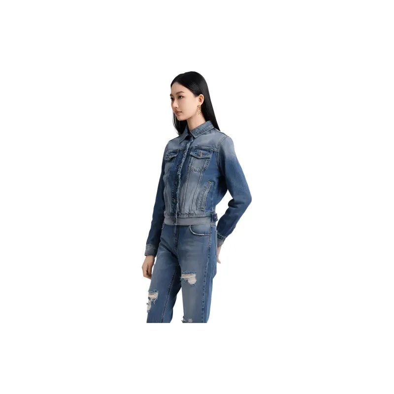 Blood Glitter Denim Jacket Women's Blue-2