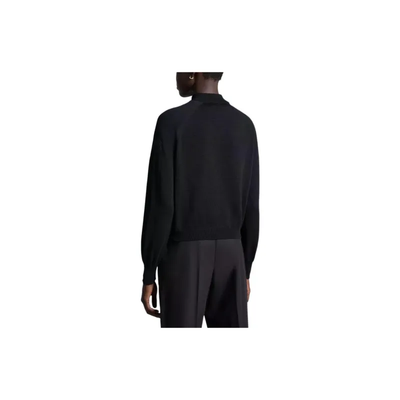 Moncler Crystal Encrusted Zip Up Cardigan Jackets Coats Women's Black-3
