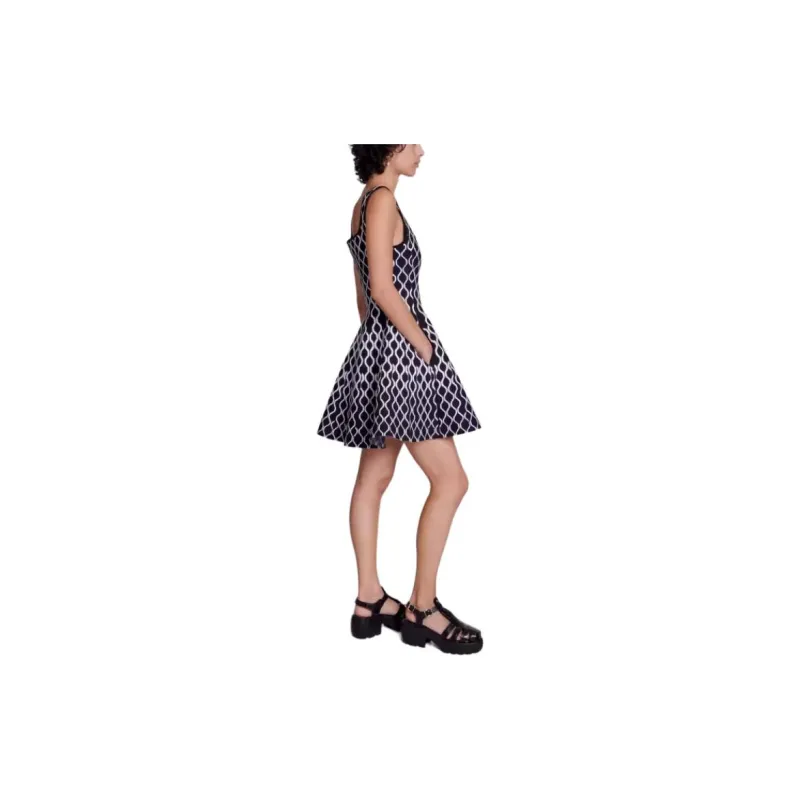 Maje Pattern jacquard Flared Mini Dress-3