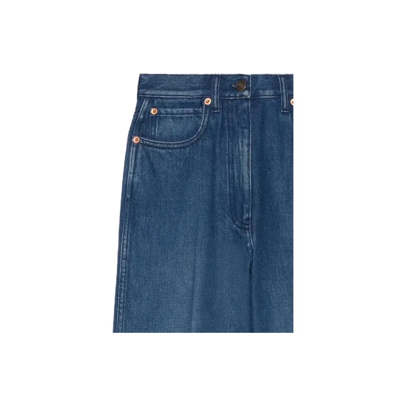 GUCCI Logo Printed Wide Leg Jeans-3