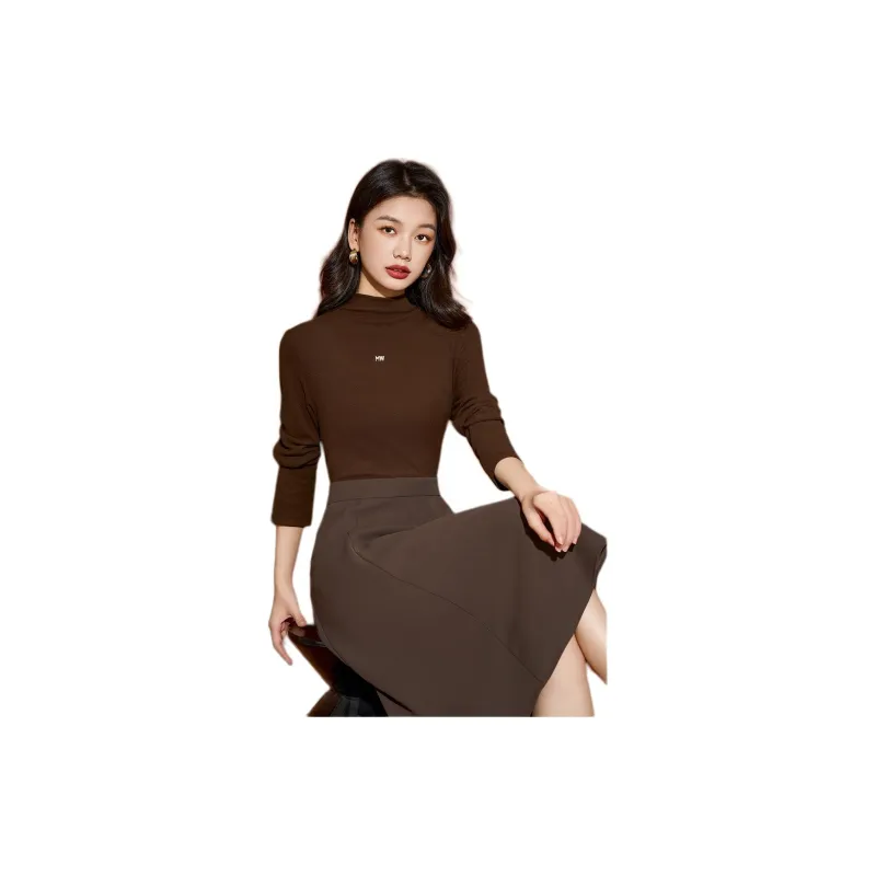 Mylan Long Sleeved Dresses Women's Coffee-5