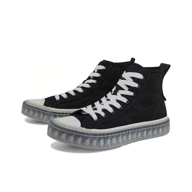Kappa Anti Slip Wear Resistant High Top Canvas Shoes Unisex Black-2