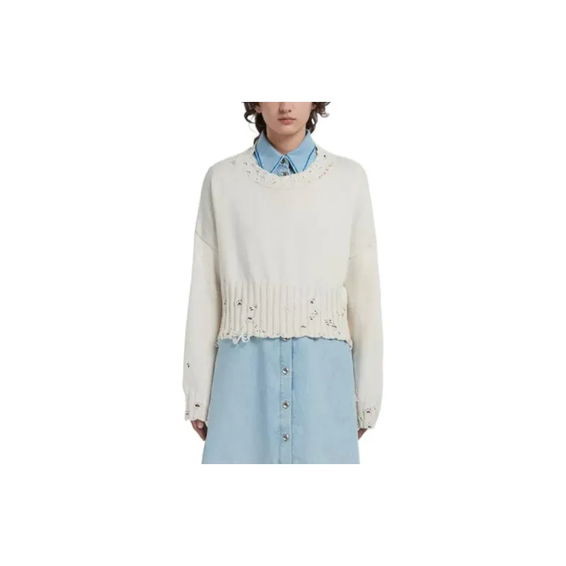 MARNI Cropped Distressed Jumper-1