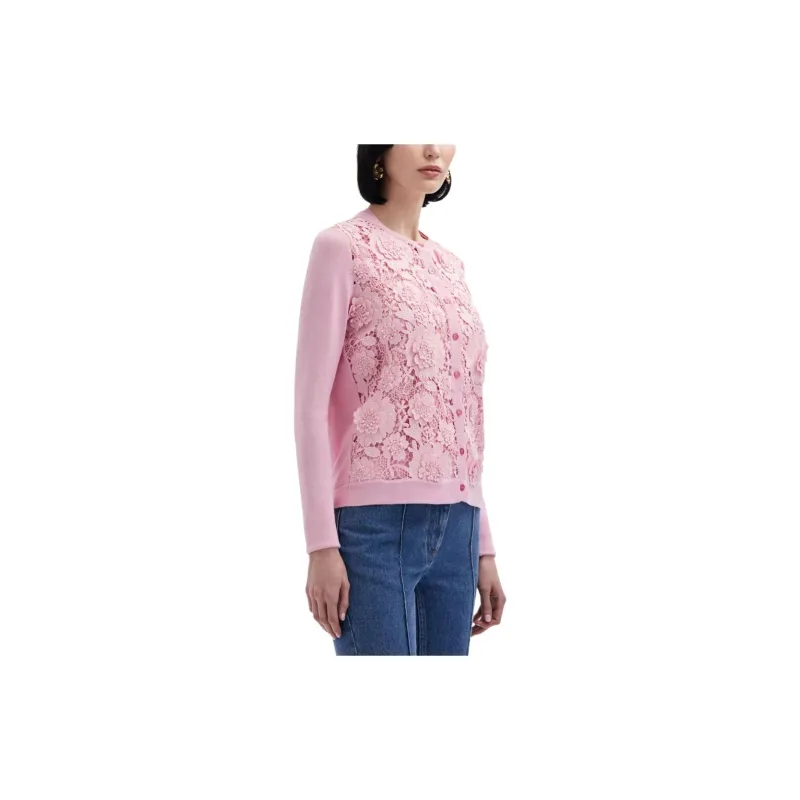 Oscar De La Renta Lace-panels Silk-blend Cardigan-4