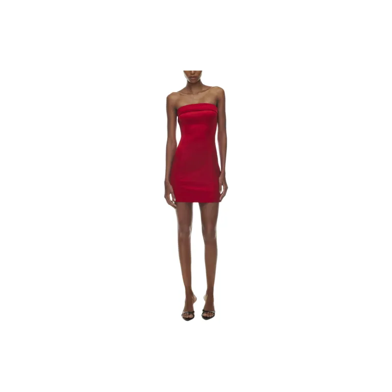 ARITZIA Ten Shimmer Satin Tube Dress Sleeveless Dress Women's Flashing Red-3
