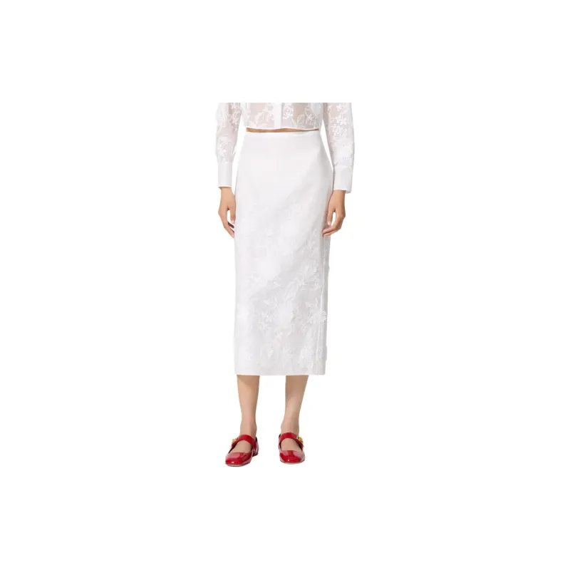 Valentino SS24 Casual Long Skirts Women's Ivory White-2