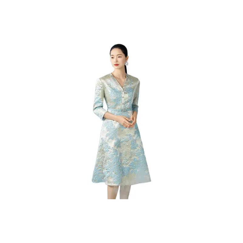 BBLLUUEE Long Sleeved Dress Women's Moonlight Blue-2