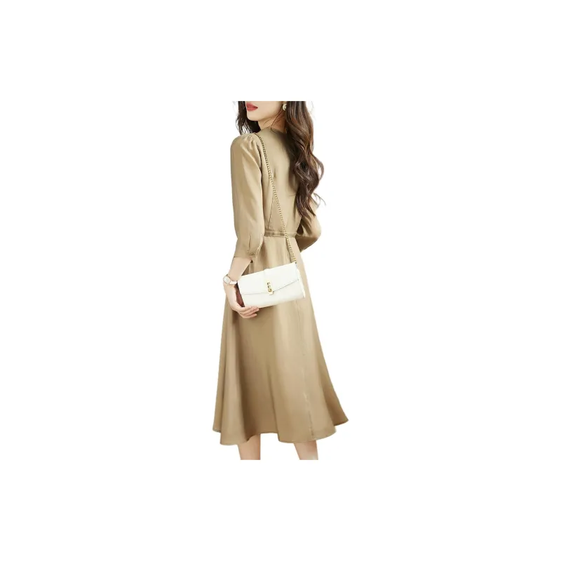 Mo Han Yi Mei Short Sleeved Dress Women's Coffee-2