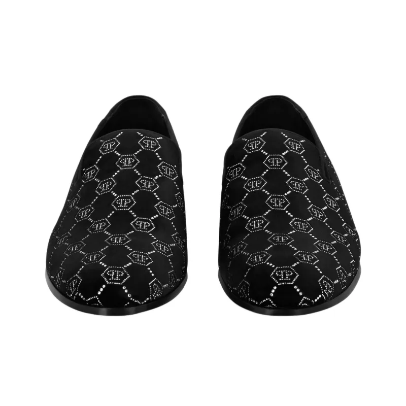PHILIPP PLEIN Strass Monogram Loafers Men's Black-2