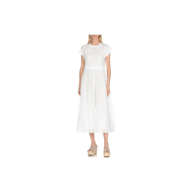 PESERICO Ruffled Cotton T-shirt Dress-2