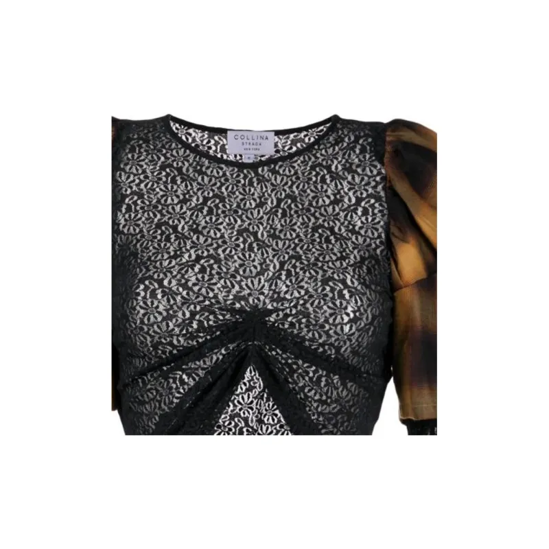 Collina Strade Lace embellished Check print Top-5