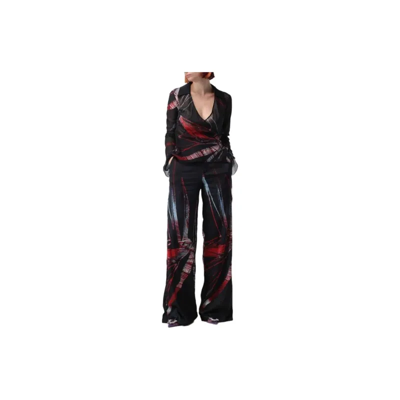 Louisa Ballou Abstract pattern Stretch silk Wrap Blouse-1
