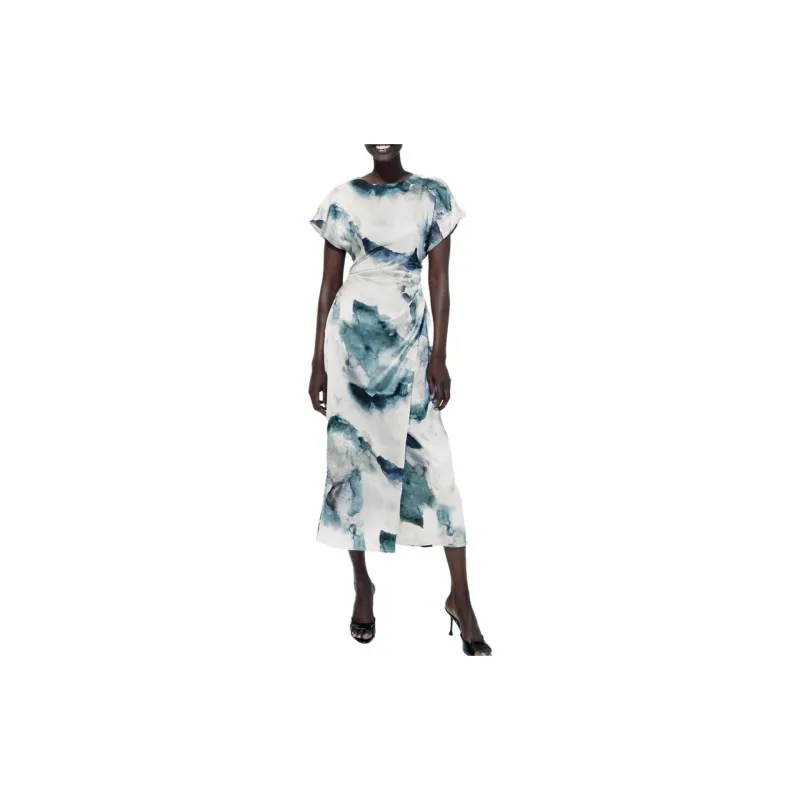 ZARA Short-Sleeved Dresses Women's Green-2
