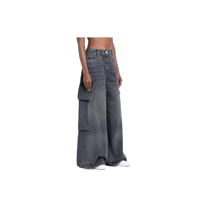 PALM ANGELS Wide Denim Parachute Jeans-3