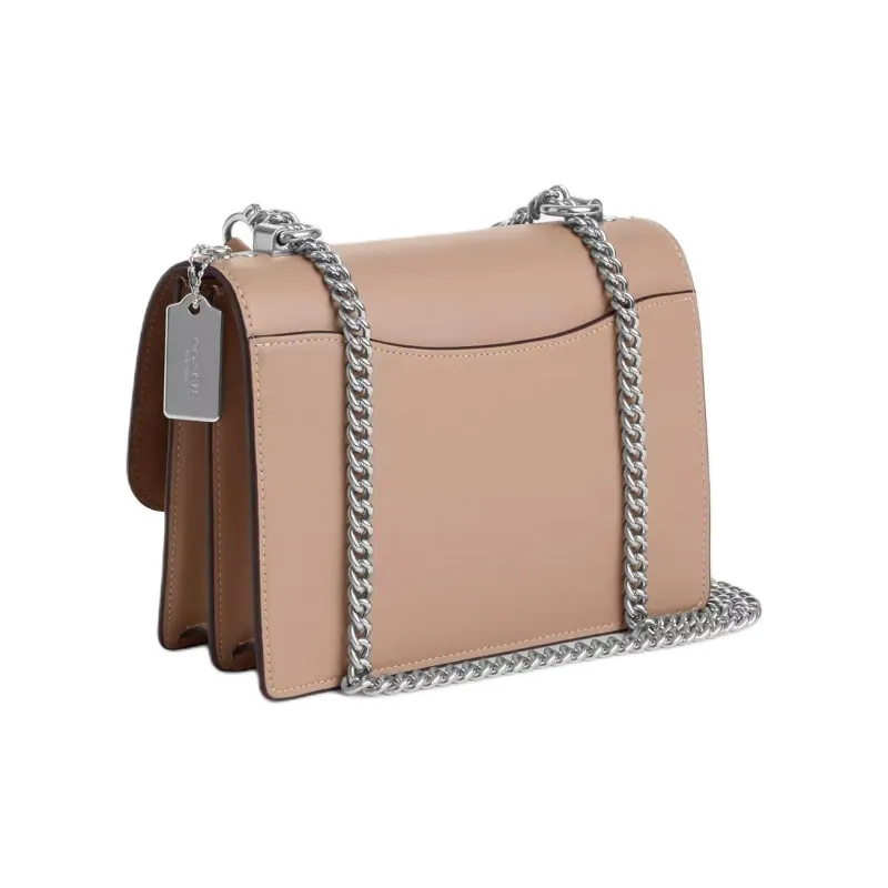 COACH Klare Coated Canvas Shoulder Bag, Crossbody Bag Trumpets Women's Silver & Sand & Taupe-1