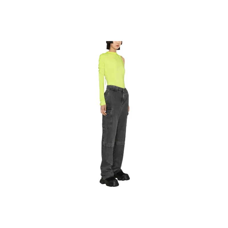 VERSACE JEANS COUTURE Crop Tops Women's Lime Green-3