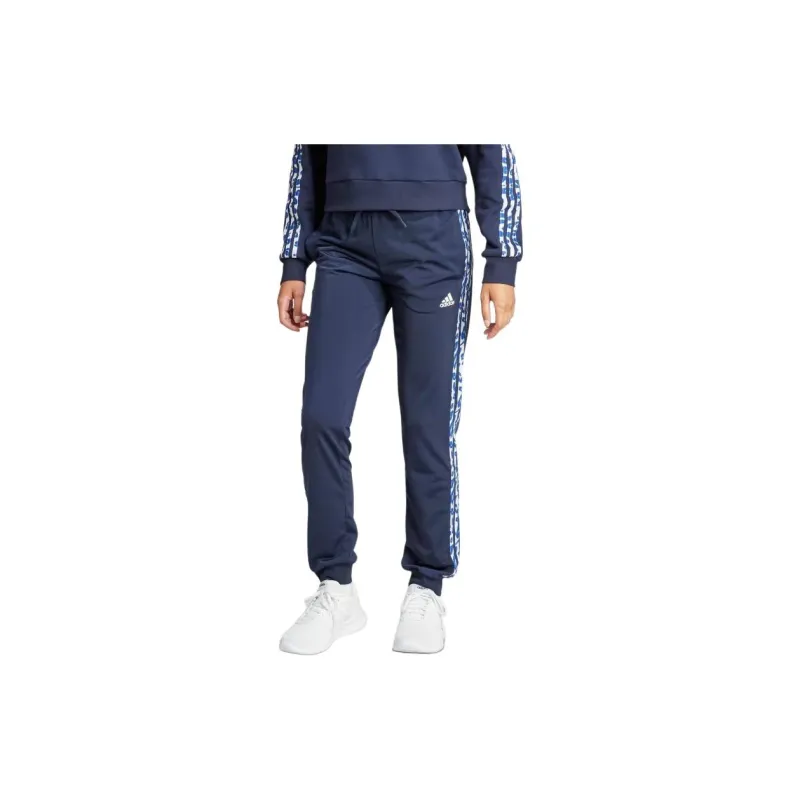 Adidas Essentials Animal Print Casual Pants Women's Marine Blue-1