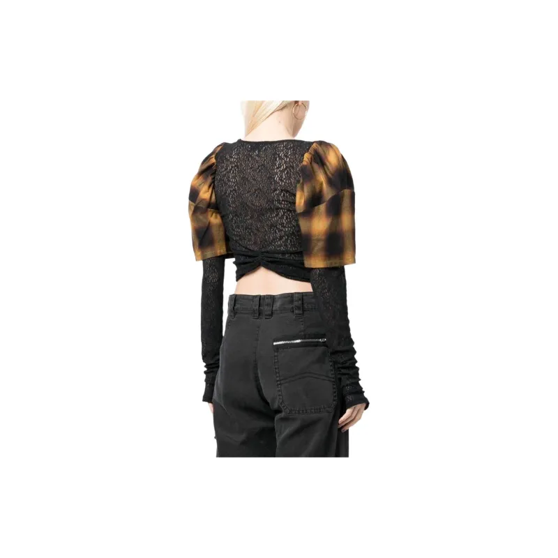 Collina Strade Lace embellished Check print Top-2