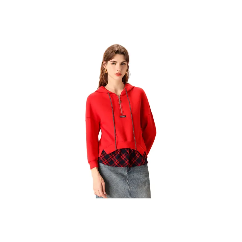 FENHONGMALI Sweatshirt Women's Red-2