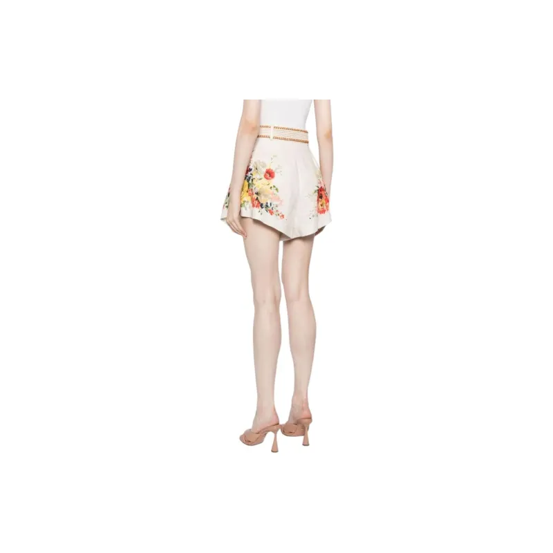 Zimmermann Alight Floral Printed Belted Tuck Shors-1