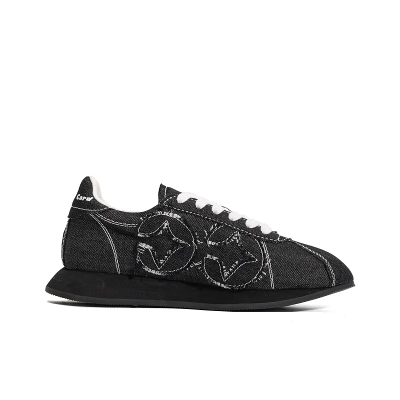 CROOKED CARD Anti-Slip Wear-Resistant Low-Top Casual Shoes Unisex Black-1