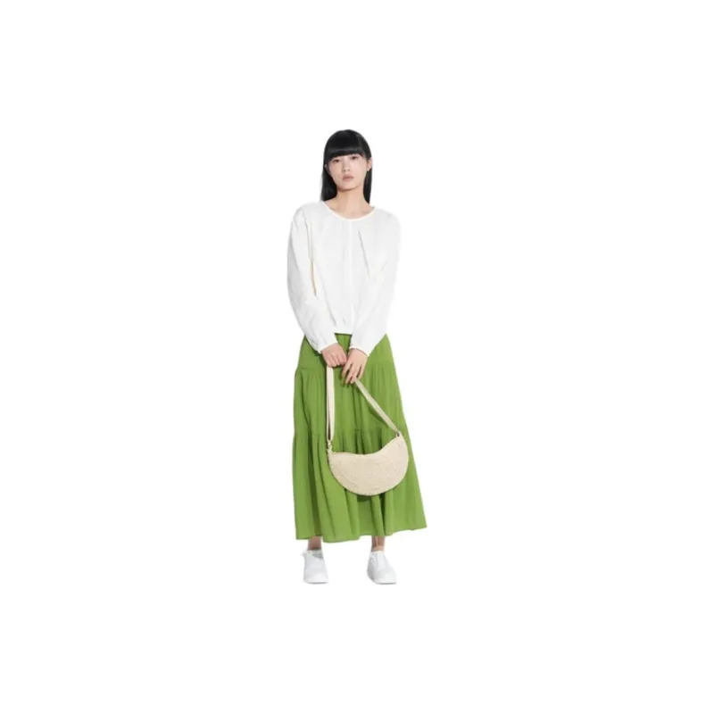 UNIQLO Casual Long Skirt Women's Green-3