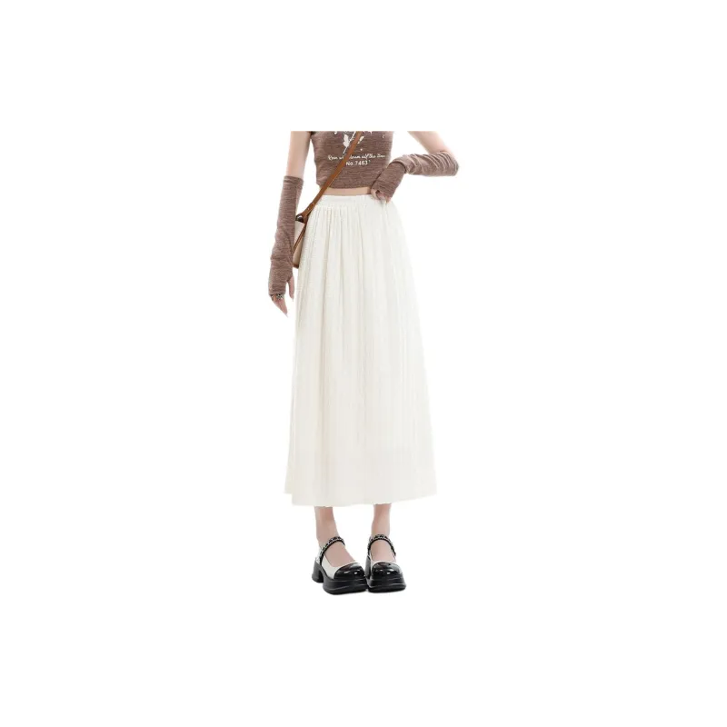 ZAVK Casual Long Skirts Women's Milk White-1